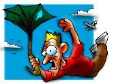 [Skydiver with umbrella]