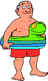 Funny man at beach